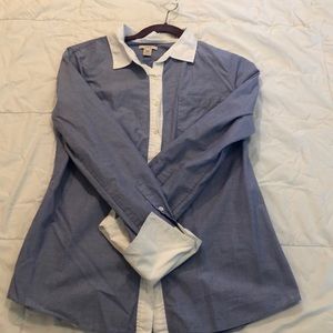 White and blue button down J.Crew shirt